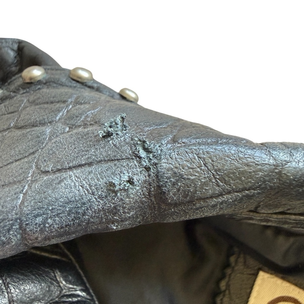 VTG Cripple Creek Studded Leather Jacket XL Western Croc Embossed Biker Rocker - Picture 5 of 16